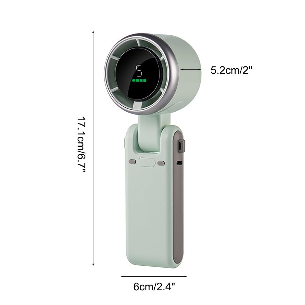 DONGKER Portable Handheld Fan,5 Speed Mini Foldable Turbo Fan, USB Rechargeable, 180° Adjustable with 3600mAh Battery & Lanyard