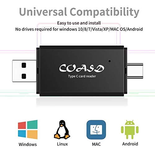 COASD Memory Card Reader SD OTG Adapter and USB 3.0 Portable for SDXC, SDHC, SD, MMC, RS-MMC, Micro SDXC, Micro SD, Micro SDHC Card and UHS-I Card