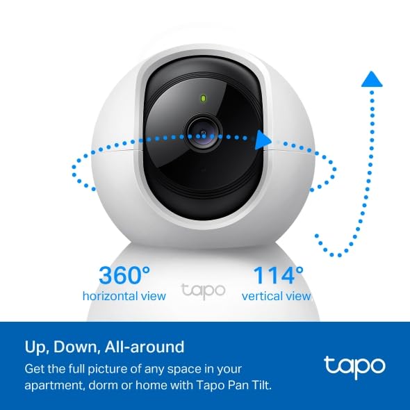 Tapo 2K Pan/Tilt Security Camera for Baby Monitor, Dog Camera w/Motion Detection, 2-Way Audio Siren, Night Vision, Cloud&SD Card Storage, Works