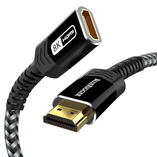 BlueRigger 8K HDMI Extension Cable - 10FT (8K 60Hz, 4K 120Hz, 48Gbps Braided EXT HDMI Extender Cord, Ultra High Speed) - Compatible with HDTV, Laptop