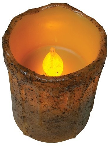 CWI Gifts Burnt Drip Wax Battery Operated Candle - Realistic Flameless Candles - LED Candles - Battery Operated with Timer - 4" - Burnt Mustard Drip