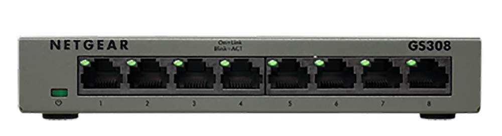 Netgear GS308-100PAS 8-Port Gigabit Ethernet Unmanaged Switch, Desktop, Internet Splitter, Sturdy Metal, Fanless, Plug-and-Play (GS308)
