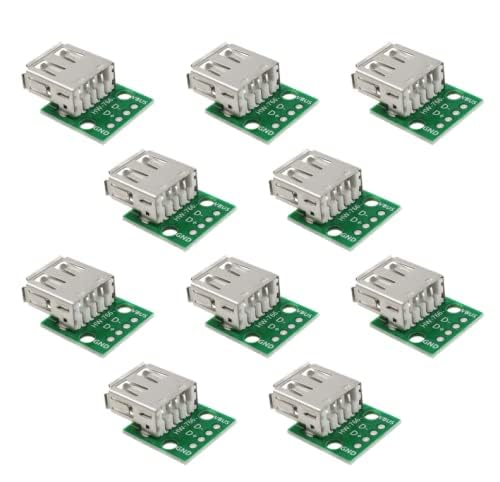 SJZBIN USB 2.0 Breakout Board Adapter 10PCS USB Type A Female Socket Breakout Board 2.54mm Pitch Adapter for DIY USB Power Supply