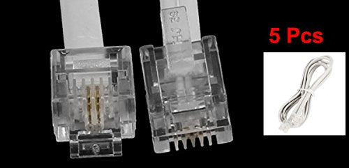 Uxcell a14042200ux0008 M/M Flat Telephone 4.6mm Width Cable Cord (Pack of 5)