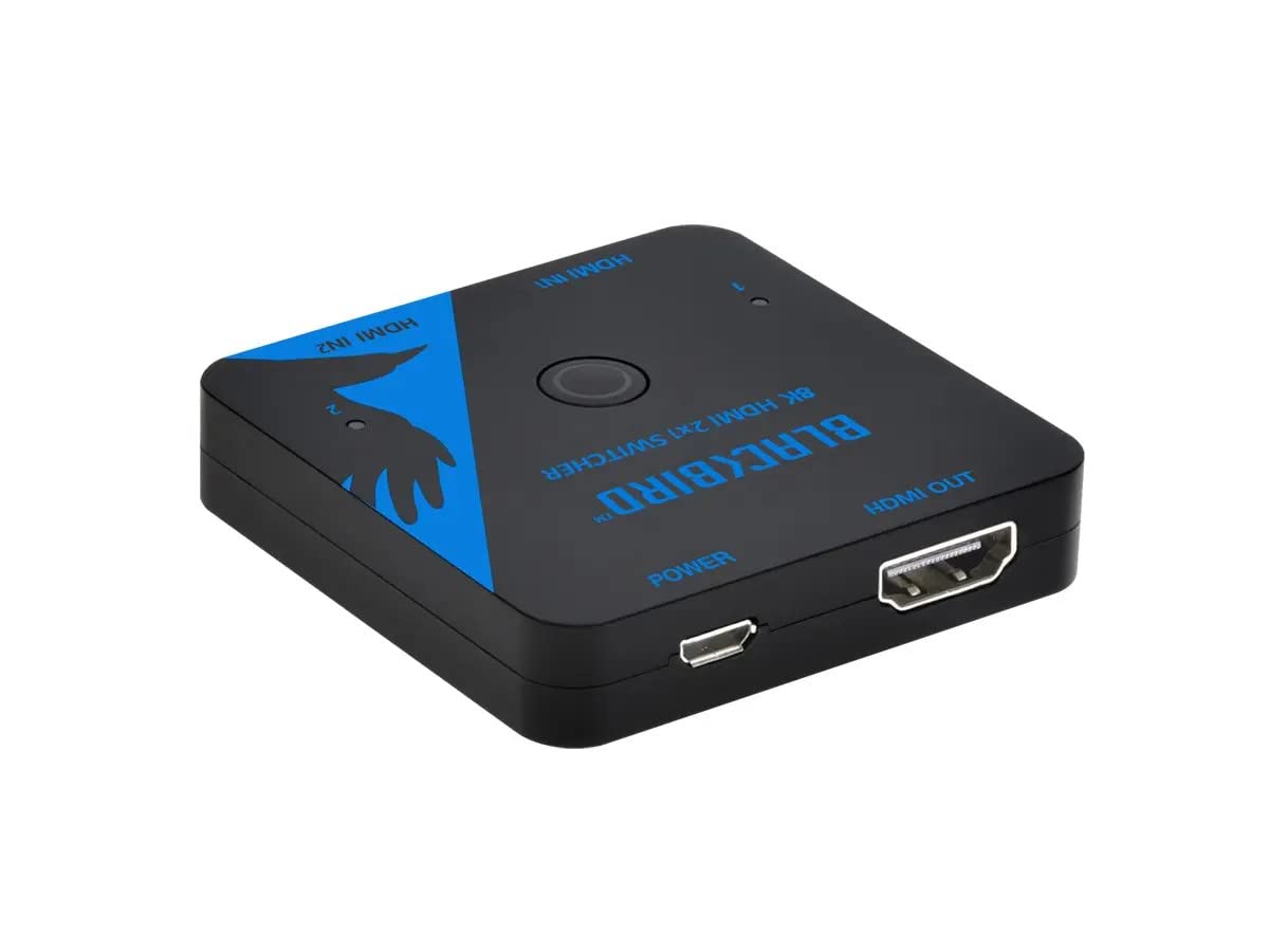 Monoprice 2x1 HDMI Switch, 8K@60Hz, 4K@120Hz, 48Gbps, HDMI 2.1, HDCP 2.3, HDR10+ and Dolby Vision, Low Latency Support, for HDTV, Xbox, PS5/4/3