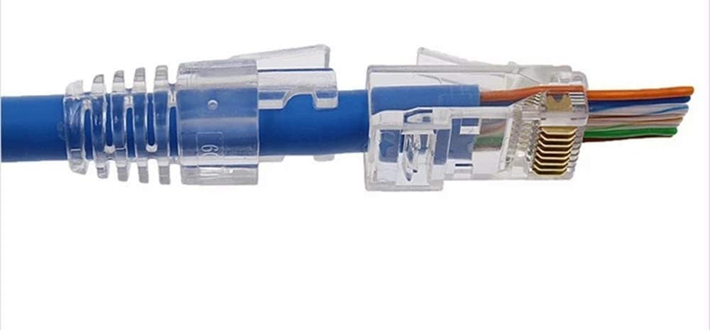 RJ45 CAT6 Pass Through 100 Pcs Strain Relief Boots Connectors for Standard CAT6 Ethernet LAN Cable Connector Boot Cover for Various Diameter LAN Cable