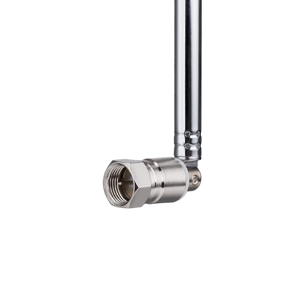 POBADY FM Telescopic Radio Antenna Kit 75 Ohm F Type Male Connector,DAB Radio Antenna with 7 Sections 75.5CM/29.7IN for TV AM FM Radio Stereo Receiver