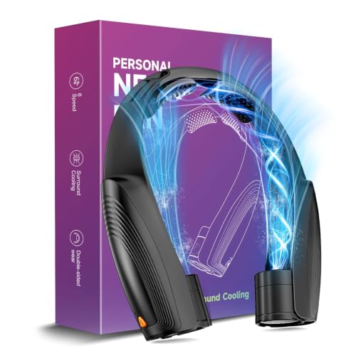Portable Neck Fan with 6 Powerful Speeds, 8000mAh Battery Rechargeable Fan