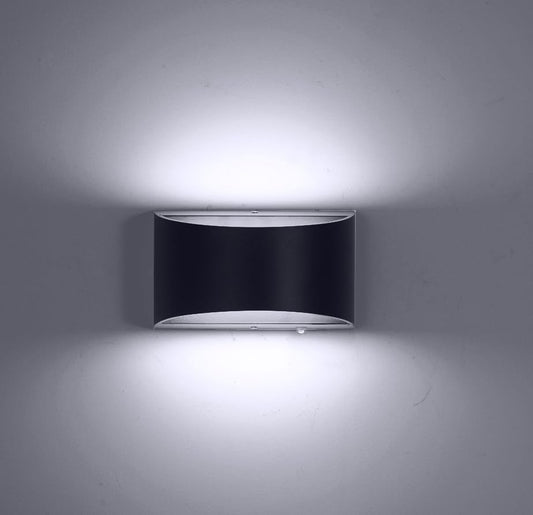 ZYI Dimmable Wall Sconce with Built-in Switch, 20W Hardwired COB Wall Lamp 6000K, Matte Black Aluminum Double-Sided Wall Light Fixture, Bedroom