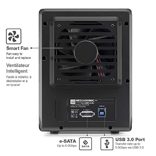 Mediasonic PROBOX 4 Bay DAS 3.5” SATA Hard Drive Enclosure - USB 3.0 eSATA Support 30TB HDD (HF2-SU3S3)
