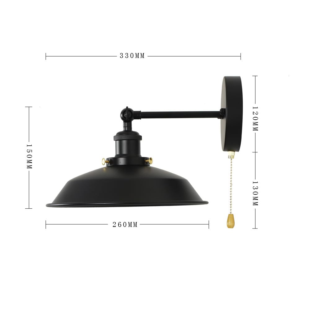 Bagkcopp Industrial Black Wall Sconces Light with Pull Chain Switch,Wall Mount Light Lamp for Kitchen Bathroom Bedroom Vanity Hallway Dining Room