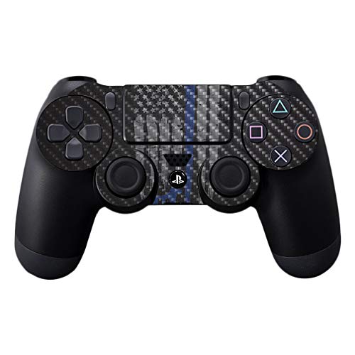 MightySkins Carbon Fiber Skin for Sony PS4 Controller - Thin Blue Line K9 | Protective, Durable Textured Carbon Fiber Finish | Easy to Apply, Remove