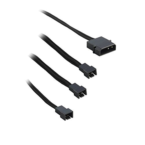 CableMod ModFlex Sleeved Molex to 3 Fan Adapter (Black, 12V, 60cm / 20cm)
