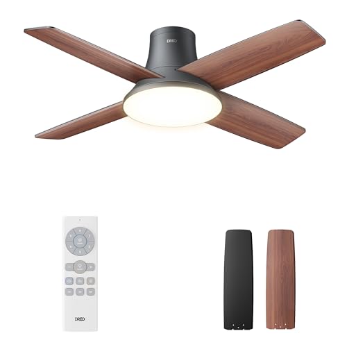 DREO Ceiling Fan, 44 Inch Low Profile Ceiling Fan with Light and Remote, 5CCT LED, 6-Level Dimmable, 6-Speed, Reversible Motor, 22 dB, Timer