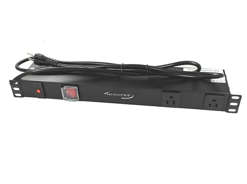 MyCableMart 6ft 12 Outlet 1U 19 inch Power Strip Rack Mountable Metal 1875Watt/120V/15A w/Surge