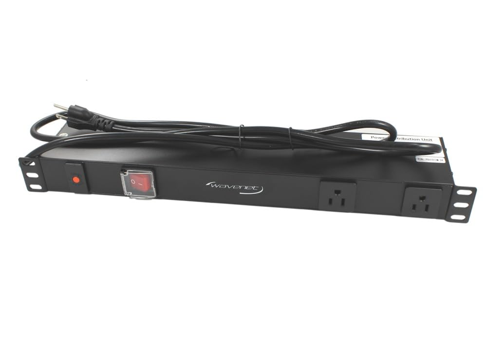 MyCableMart 6ft 12 Outlet 1U 19 inch Power Strip Rack Mountable Metal 1875Watt/120V/15A w/Surge
