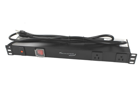 MyCableMart 6ft 12 Outlet 1U 19 inch Power Strip Rack Mountable Metal 1875Watt/120V/15A w/Surge