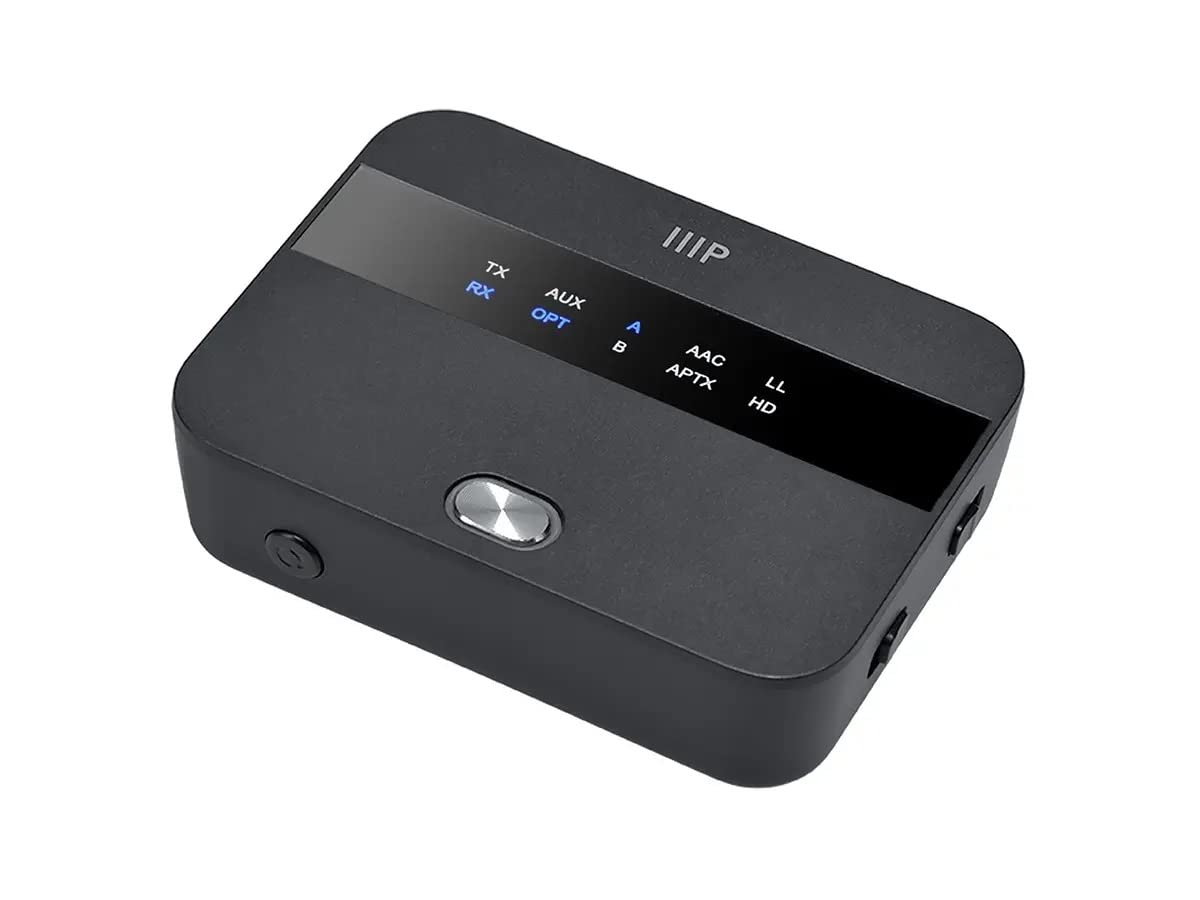 Monoprice Bluetooth 5 Long Range Transmitter and Receiver - with AptX HD and AptX Low Latency, SBC, AAC, Up to 32 Feet (10 Meters) Toslink/Optical