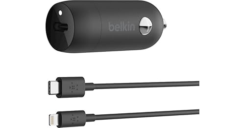 Belkin USB-C Car Charger 18W W/ 4Ft USB-C to Lightning Cable (iPhone Fast Charger for iPhone 11, Pro, Max, XS, Max, XR, X, 8, Plus, iPhone SE 2020)