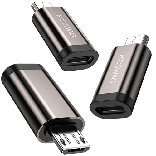 MOSWAG USB C to Micro Adapter (3 Pack) USB Type C Female to Micro Adapter, Type C to microadapter for Samsung Galaxy S7 Edge, S6, S6 Edge