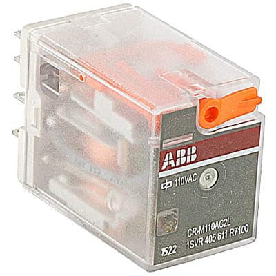 ASBB 1SVR405611R7100, Pluggable Interface Relay, CR-M110AC2L, DPDT, 250VAC 12 A, W/LED, Control: 110VAC