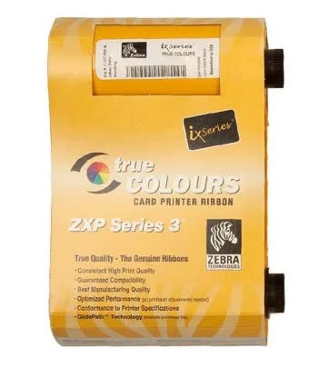 Zebra 800033-840 True Colours iX Series YMCKO Color Ribbon for ZXP Series 3 Card Printers. 200 Prints., w/ID Zone Premium White Blank Plastic CR80 30