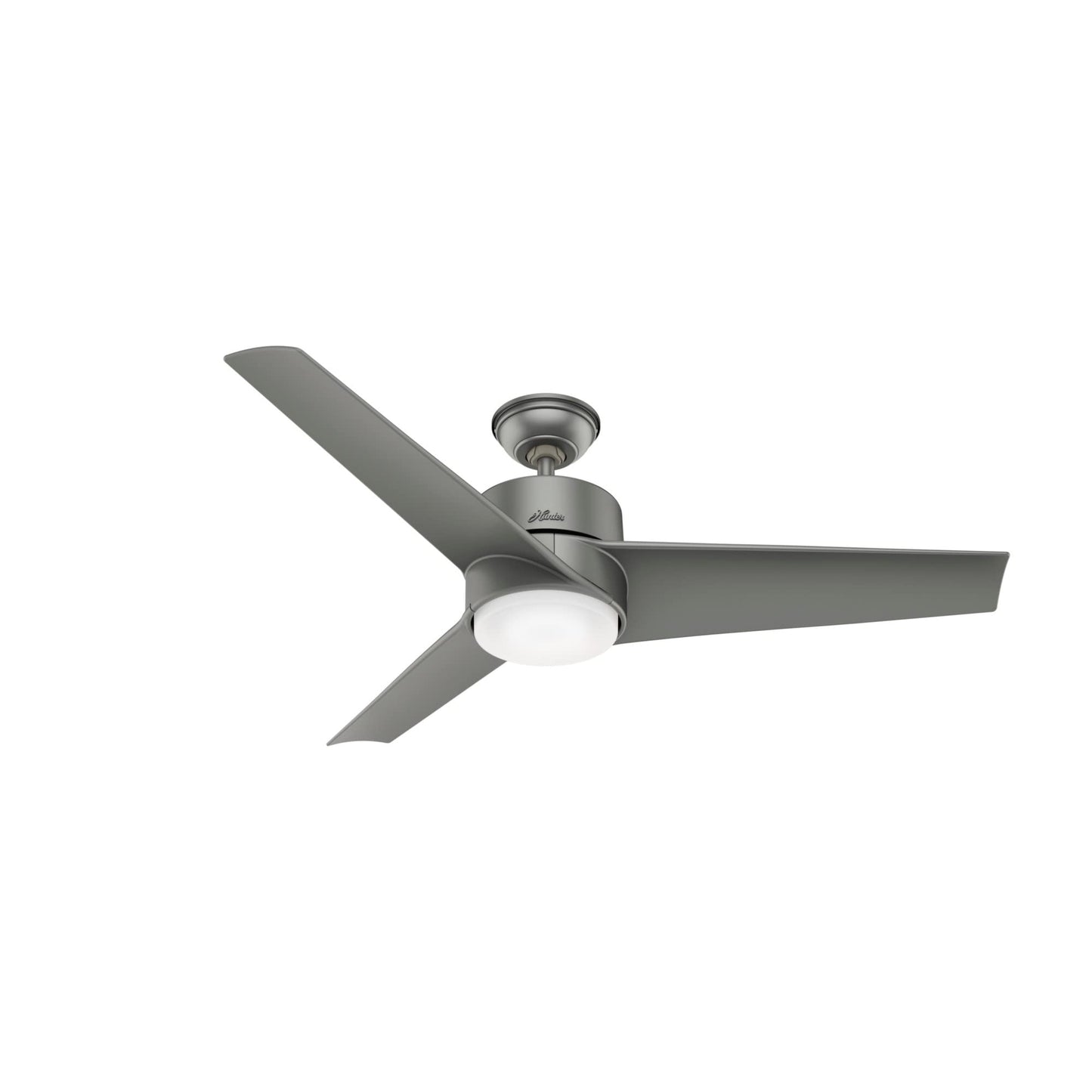 Hunter Fan 54 in Contemporary Matte Silver Finish Outdoor Ceiling Fan with LED Light Kit, 3 Blades (Renewed)