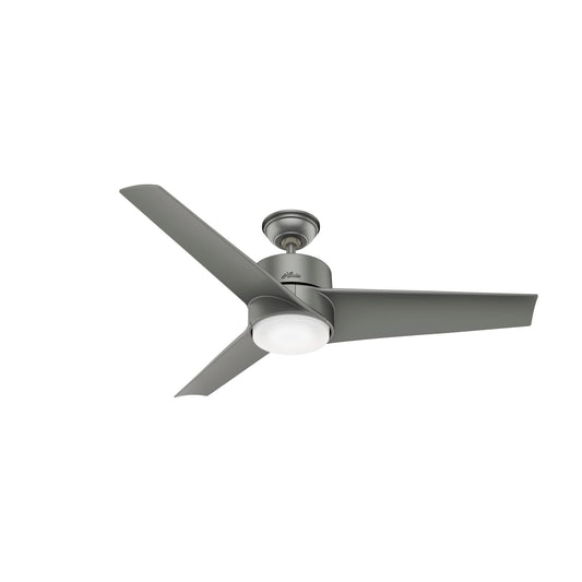 Hunter Fan 54 in Contemporary Matte Silver Finish Outdoor Ceiling Fan with LED Light Kit, 3 Blades (Renewed)