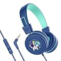 MEE audio KidJamz KJ55 Wired Children’s Headphones with 3.5mm Plug, Colorful Graphics, Volume Limiter & Microphone, Adjustable On-Ear Kids Headset