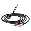 3.5mm to RCA Cable 3.3FT, 3.5mm to 2-Male RCA Auxiliary Stereo Audio Y Splitter Gold-Plated for Smartphones, MP3, Tablets, Speakers, Home Theater