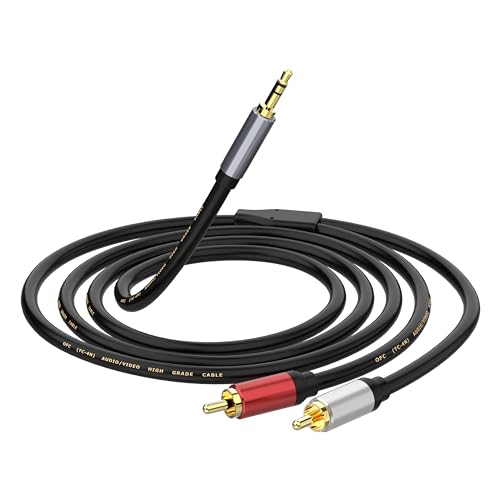 3.5mm to RCA Cable 3.3FT, 3.5mm to 2-Male RCA Auxiliary Stereo Audio Y Splitter Gold-Plated for Smartphones, MP3, Tablets, Speakers, Home Theater