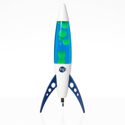 Brewish 17-Inch Liquid Motion Lamp | Magma Lamp with Blue Liquid Green Wax | Space-Inspired Rocket Lamps for Kids, Adults | Night Light for Home