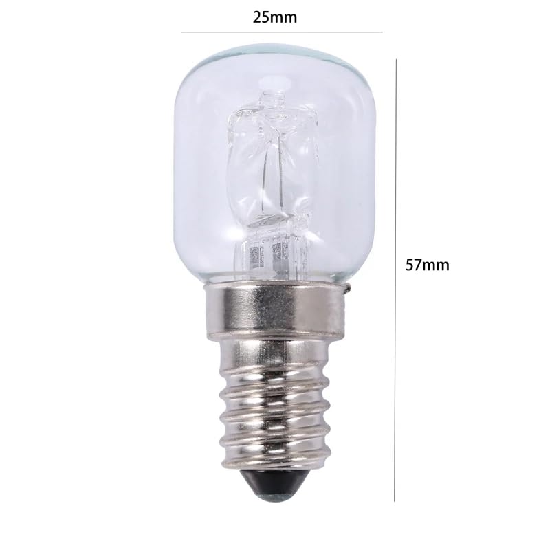CHDONGSE E14 High Temperature Bulb 500 Degrees 25W Halogen Bubble Oven Bulb E14 250V 25W Quartz Bulb, Transparent