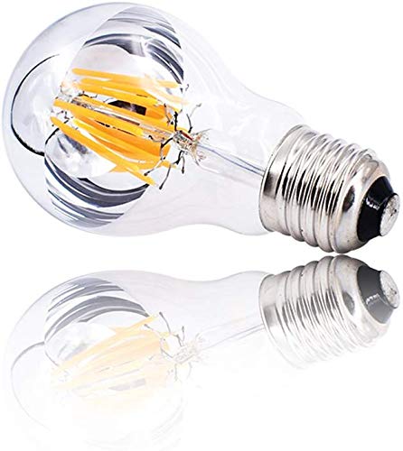 LED Filament Bulb A19 10W, LED Edison Bulb, Half Chrome Silver Bowl Tipped, E26 Base, Warm White 2700K, 100W Equivalent, 900LM, 2Pack
