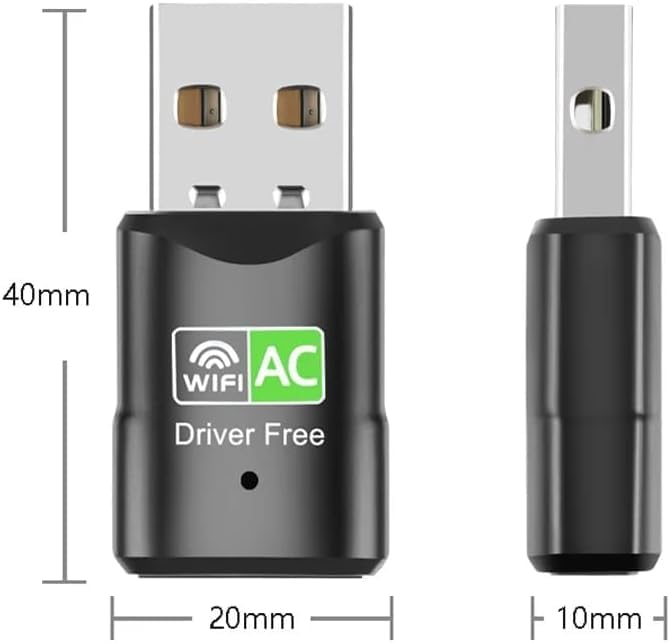 USB WLAN Stick, AC600Mbit/s WLAN Adapter DualBand (433Mbps 5GHz/150Mbps 2.4GHz) with Built-in Driver, USB WiFi Adapter