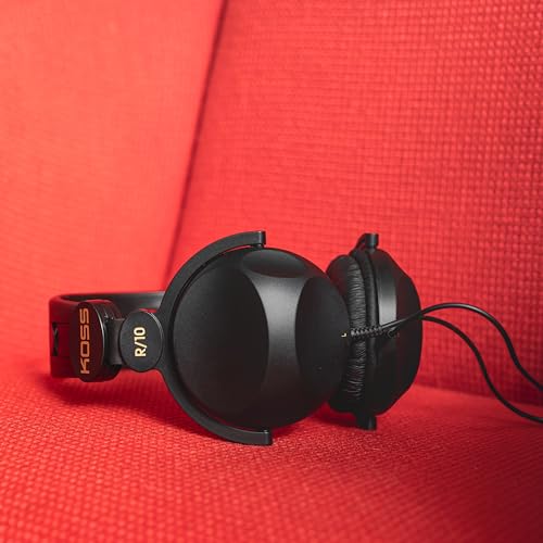 Koss R-10 On-Ear Headphones, Lightweight, 8 Foot Cord, Retro Style, Black