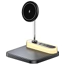 4-in 1 Magnetic Wireless Charging Station with Night Light, 15W Fast Charge for iPhone 16/15/14/13/12 & AirPods, 3-Port Hub (2xType-C, 1xUSB)