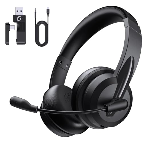 AOC Wireless Headset with Mic for Work, AI Noise Cancelling, Bluetooth