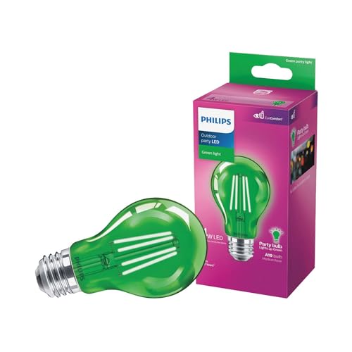 PHILIPS LED Non-Dimmable A19 Green Party Light Bulb - EyeComfort Flicker Free - E26 Base - 4W = 40W - Indoor
