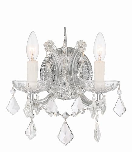 Crystorama Maria Theresa 2 Light Clear Italian Crystal Polished Chrome Sconce