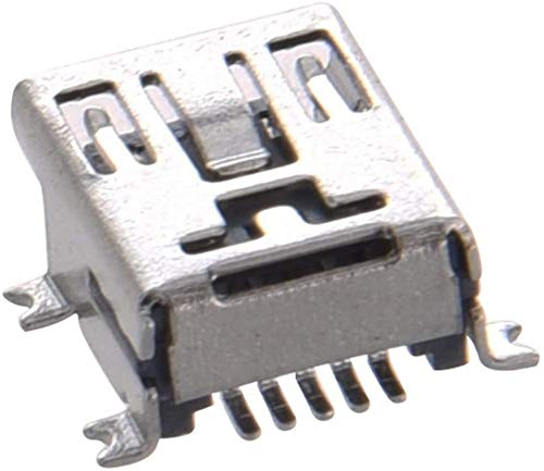 bnafes Mini USB Type B Female Port 5-Pin 180 Degree SMD SMT PCB Jack Socket - (25 Pcs)