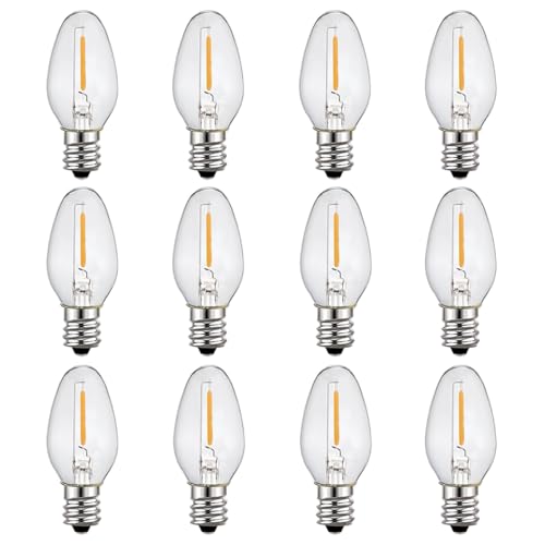 WokHok Night Light Bulbs, C7 Candelabra LED Light Bulbs for Window Candles/Chandeliers/Night Lights, E12 Chandelier Base, 4W & 7W Incandescent