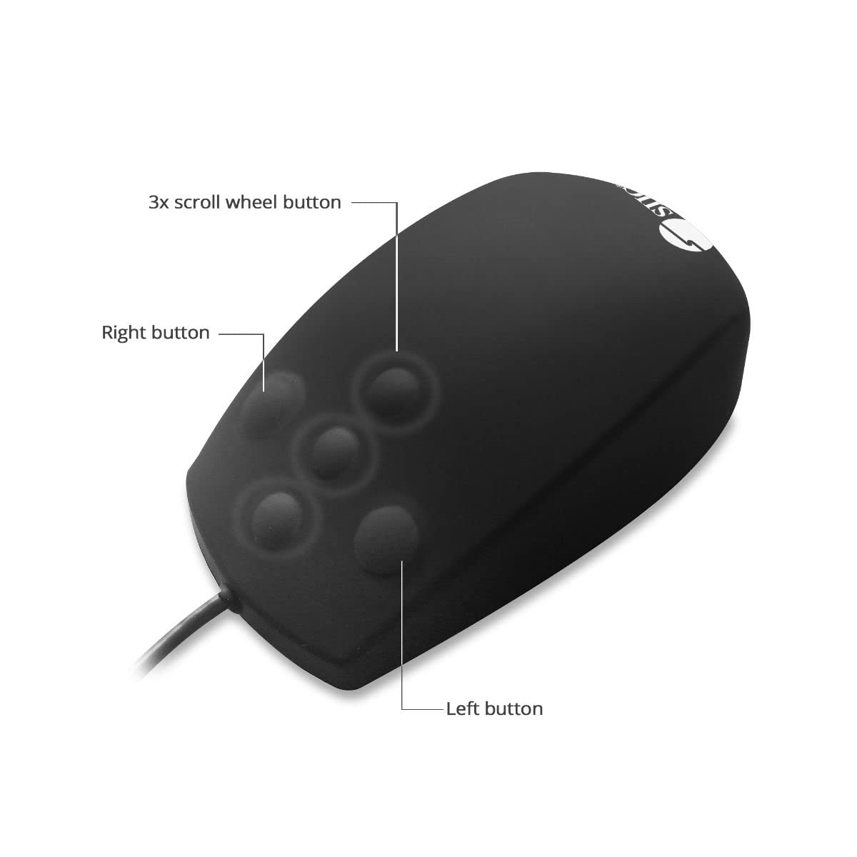 SIIG Wired Computer Waterproof Mouse, USB Mouse, IP68, JK-US0S11-S1