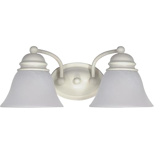 Nuvo 60/353 Two Light Empire Wall Vanity, 15 in, Textured White/Alabaster