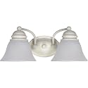 Nuvo 60/353 Two Light Empire Wall Vanity, 15 in, Textured White/Alabaster