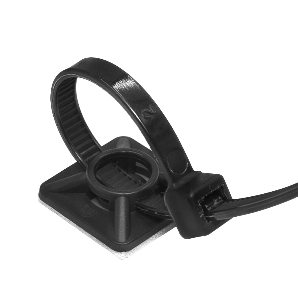 Maxxima 0.75 Inch Zip Tie Mounts - Cord Management Desk Cable Organizer, 3M Tape Self Adhesive Mounting Pad, Cable Tie Anchors, Stick On Table