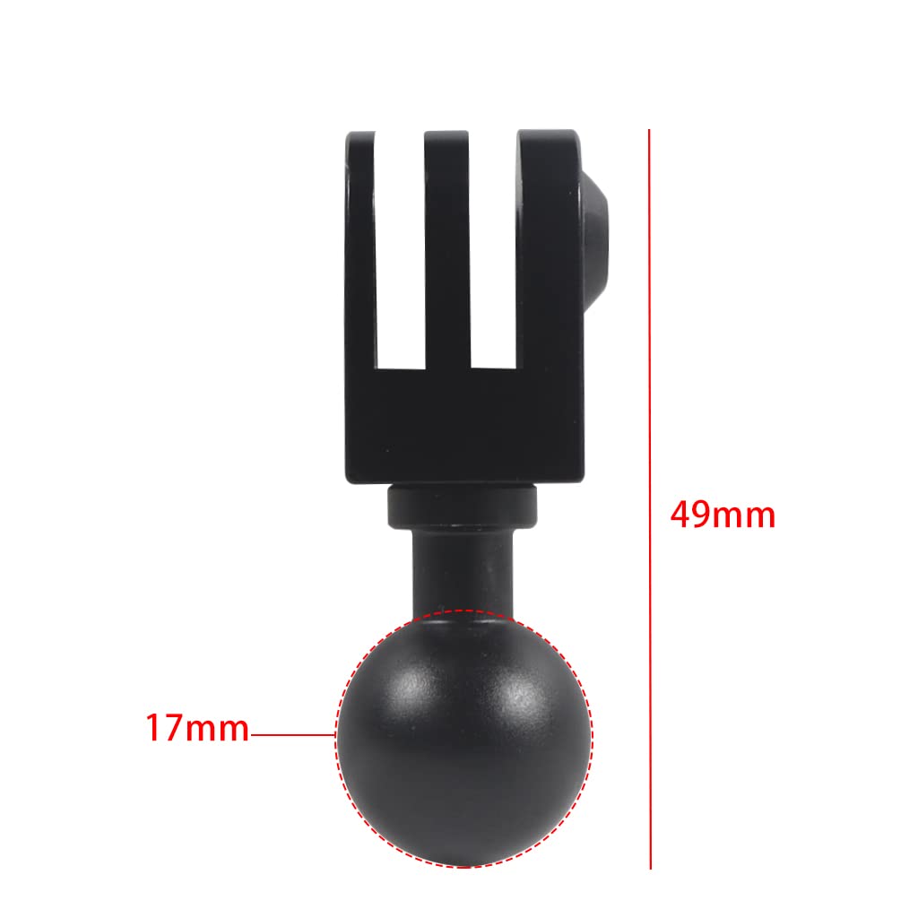 NovelGoal Aluminum 17mm Ball Head Adapter Clip Compatible with Go-pro Hero 11 10 Camera Accessories Phone Holder Car Recording Bracket