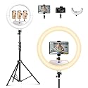 18 inch Ring Light with Stand,Foldable Large Ring Light for ipad iPhone,LCD Display/4 Clips/2 USB Ports,2700-6500K with Tripod for Tattoo Lash Barber
