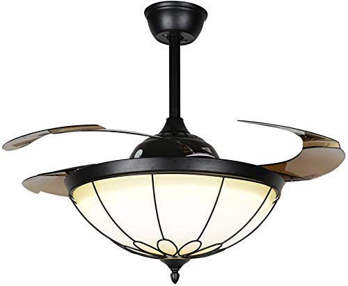 Fandian 42” Vintage Ceiling Fan with LED Light Remote Control Retractable Blades Chandelier, 3 Speeds 3 Light Changes Ceiling Lighting Fixture