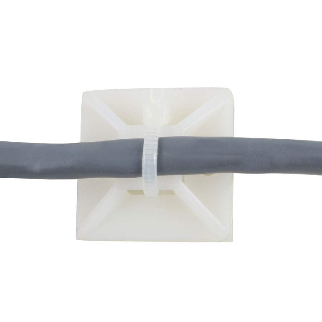 uxcell Plastic Adhesive Cable Zip Tie Mount Base 25mmx25mm Replacing Parts Self Adhesive Base 100 Pcs White